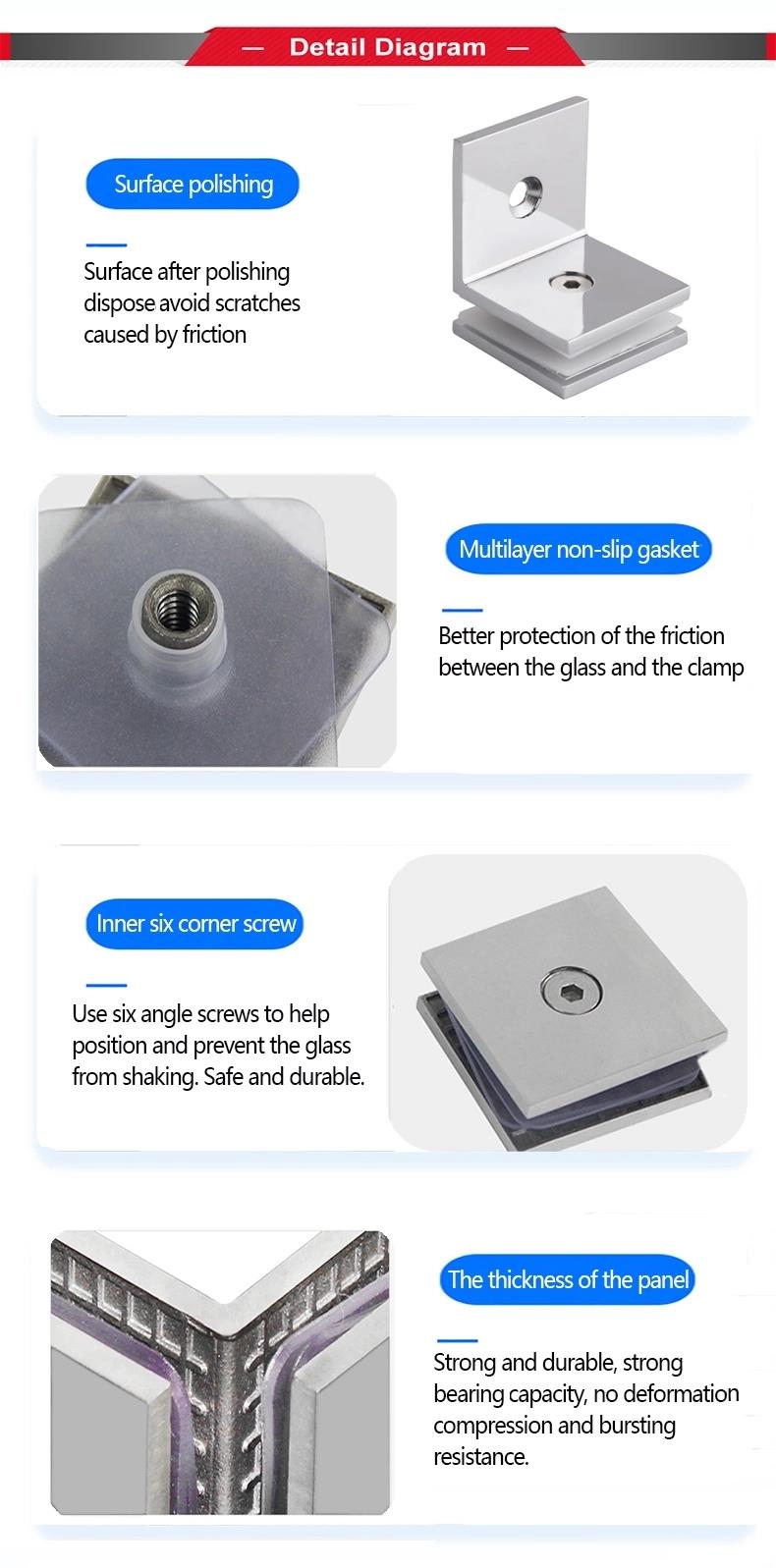 Shower Room Glass Door Mounting Bracket Clamp